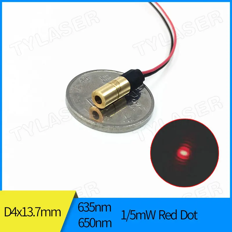 

Hot Sale Laser Module Red Light Sight 4mm Diameter 1mW 5mw 635nm 650nm Red Dot Copper Head Industrial Grade 3V APC Driver