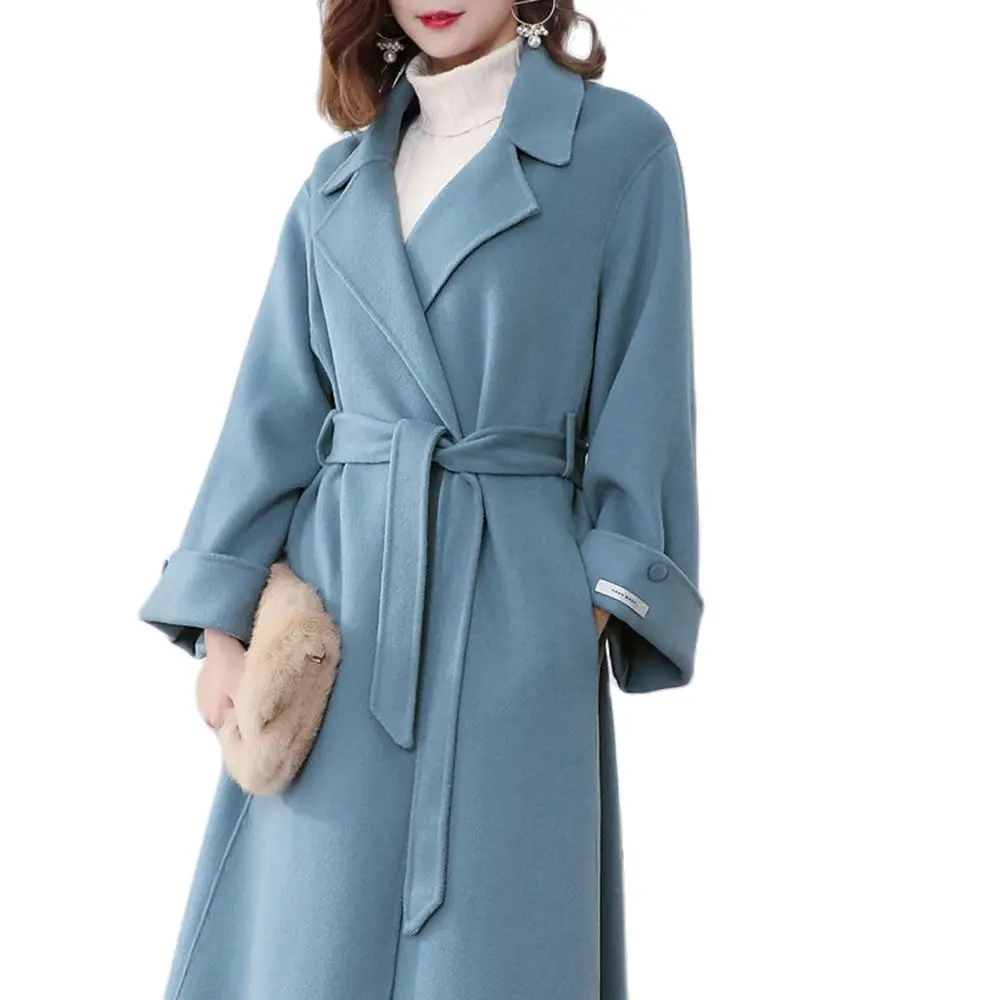 Зимняя шерстяная накидка цвет: голубой черный однотонная свободная X длинное