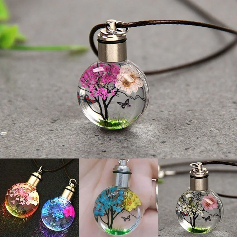 

New Luminous Dried Flower Butterfly Glass Ball Car Pendant Car Craft Decoration Pendant Car Interior Decor Car Accessories