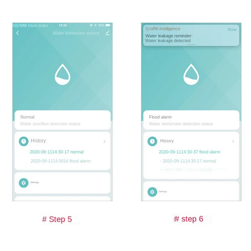 Wifi Crow Smart Water Leak Sensor Alarm 40DB Flood Overflow Safety