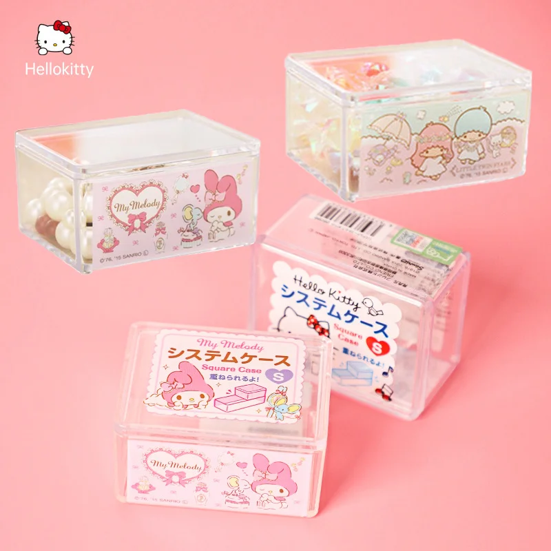 

Мультяшный аниме Sanrios Hello Kitty Милая девочка прозрачная коробка для хранения Пылезащитная с крышкой шкатулка для ювелирных изделий подарок для детей