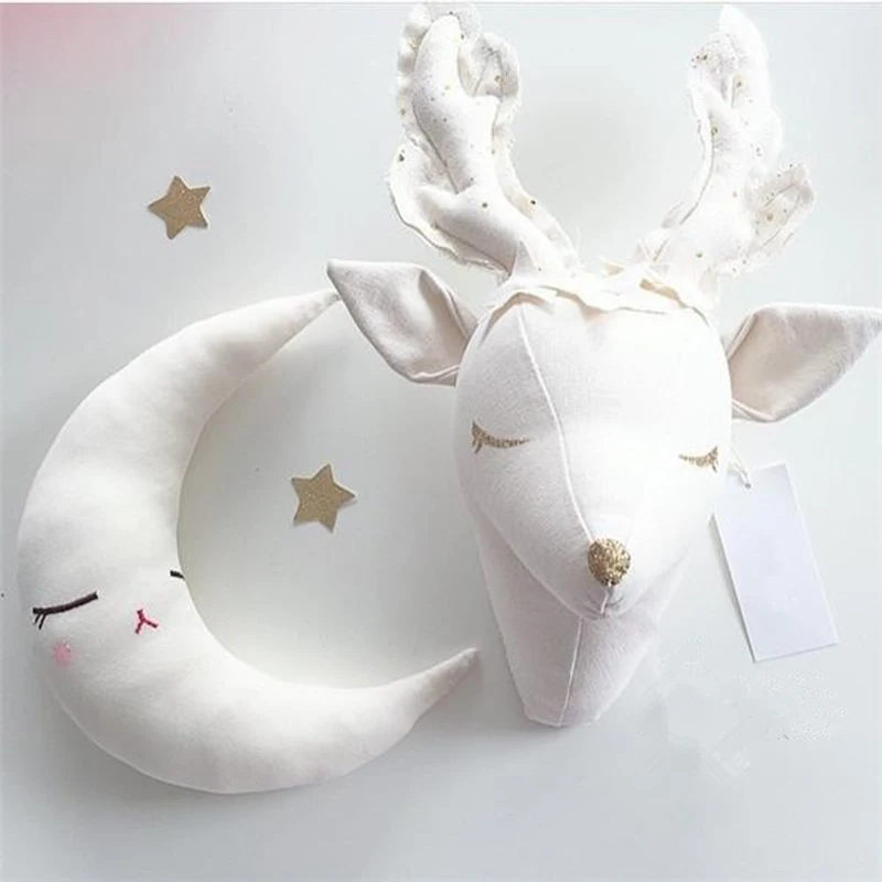 

Handmade 3D Animal Head Wall Decorations Kids Baby Room Decor Nordic Stuffed Unicorn Deer Hanging Mount Toys for Children