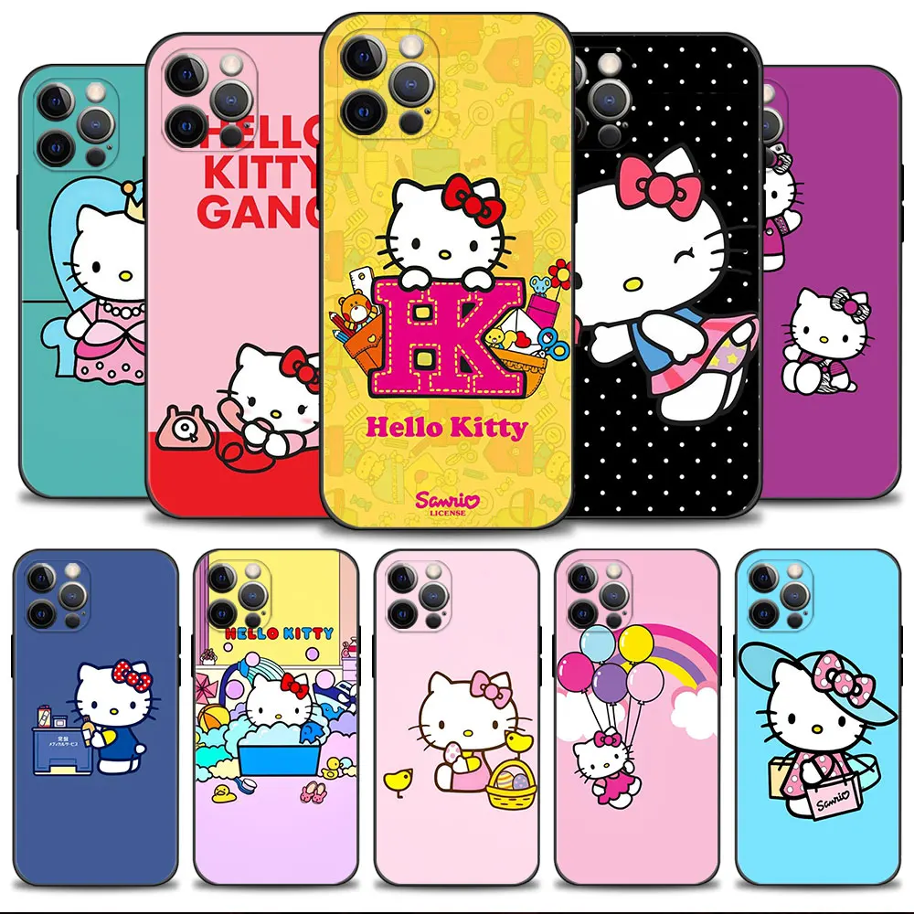 

Phone Case for iPhone 14 13 11 12 Pro Max 7 8 6 6S Plus XS XR X 13mini 12mini Silicone Cover Baggu Hello Kitty