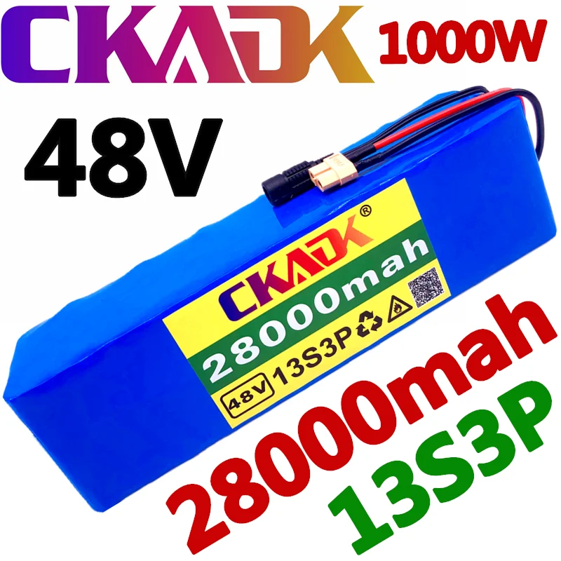 Новый аккумулятор CKADK 48 В 13s3p 28Ah аккумулятор 1000 Вт аккумулятор высокой мощности для электровелосипеда BMS с разъемом xt60 + зарядным устройством