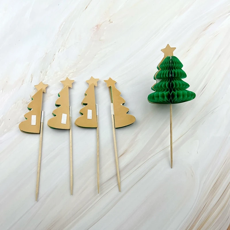 

Christmas Tree Fruit Sticks 50pcs/set Cupcake Cake Decor Disposable