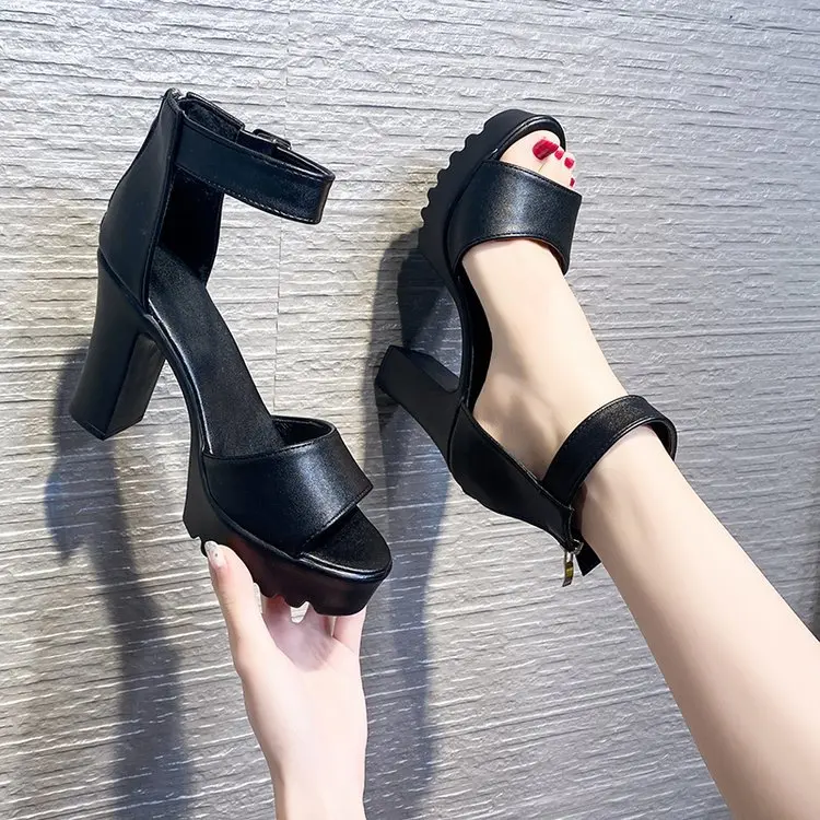

White Summer Sandal Shoes for Women 2021 New Arrival Sexy Peep Toe Thick Heels Sandals Platform Casual Russian Shoes Women