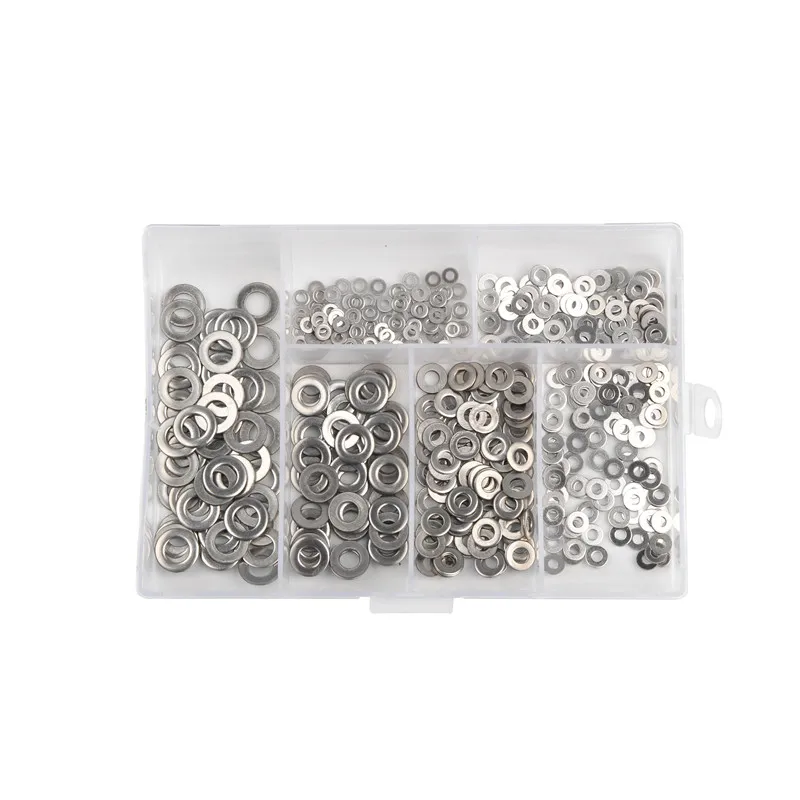 500pcs Stainless Steel Flat Washer M1.6 M2 M2.5 M3 M4 M5 Combination Plain Washer Gaskets Assortment Kit images - 6