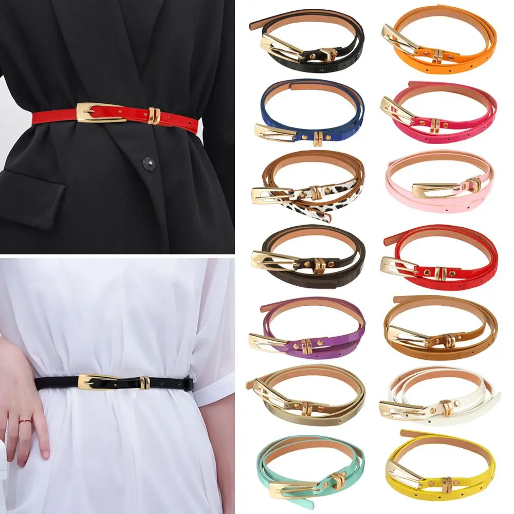 

Women Cinch Casual Vintage Faux Leather Waistband Ladies Dress Cummerbands Skinny Thin Belt Waist Band