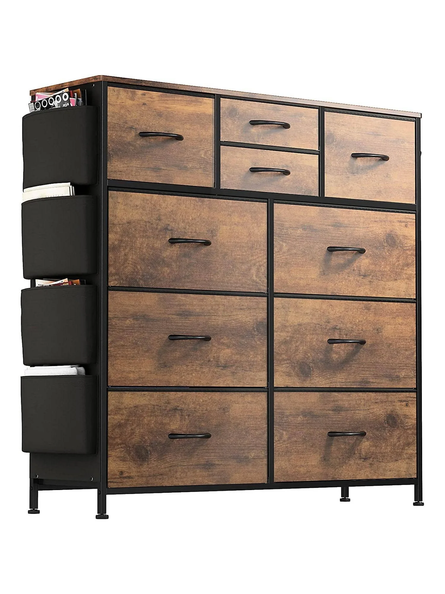 

10 Drawer Dressers for Bedroom Chest of Drawers with Side Pockets and Hooks Fabric Storage Dresser