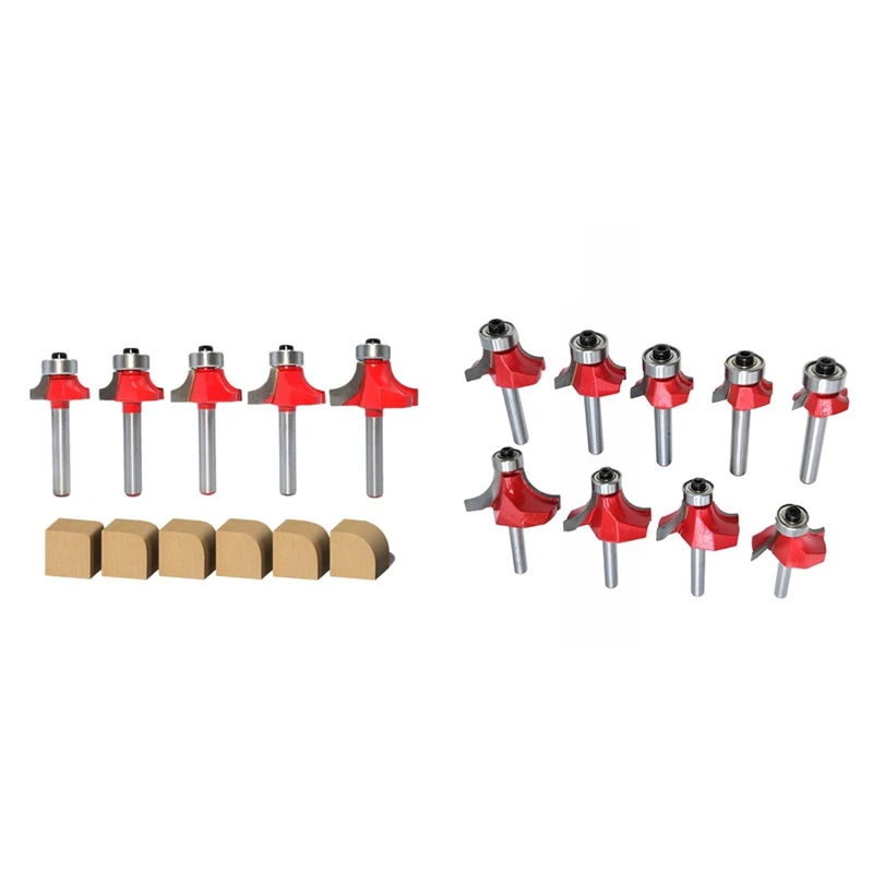 

5Pcs Shank Corner Round Over Router Bit Set With Bearing Cleaning Flush Milling Cutter For Wood Woodworking Tool