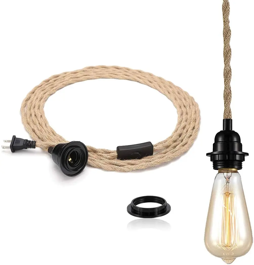 

Подвесной шнур питания из пеньковой веревки E26 E27 с выключателем