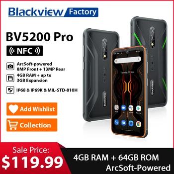 Blackview BV5200 Pro ArcSoft Rugged Smartphone 4GB 64GB Octa Core Android 12 Mobile Phone 13MP 5180mAh 6.1 Inch NFC Cellphone 1