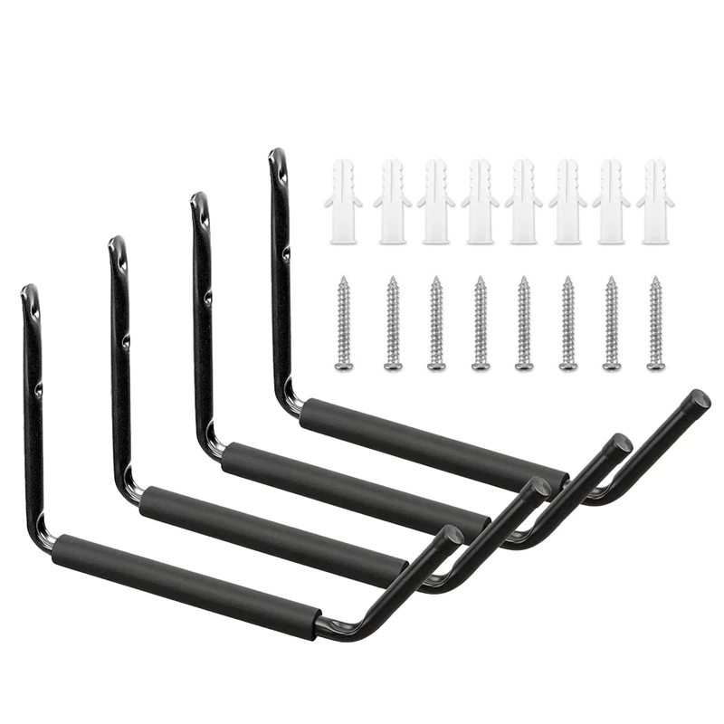 

4Pcs Heavy Duty Garden Trough Hooks Wall Mounted Garage Bike Ladder Brackets Hanging Hook With Screws Hook Durable