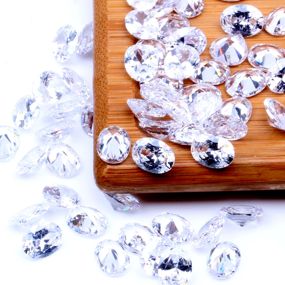 

Oval Shape Many Size Glitter Crystal Clear Color Cubic Zirconia Stone Crystal Machine Cut Rhinestones Jewelry Making Decorations
