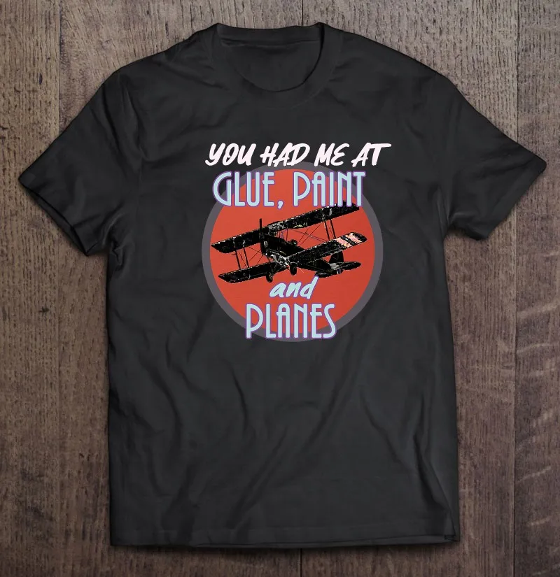 

Мужская винтажная футболка с надписью «You Had Me At Glue Paint And Planes»