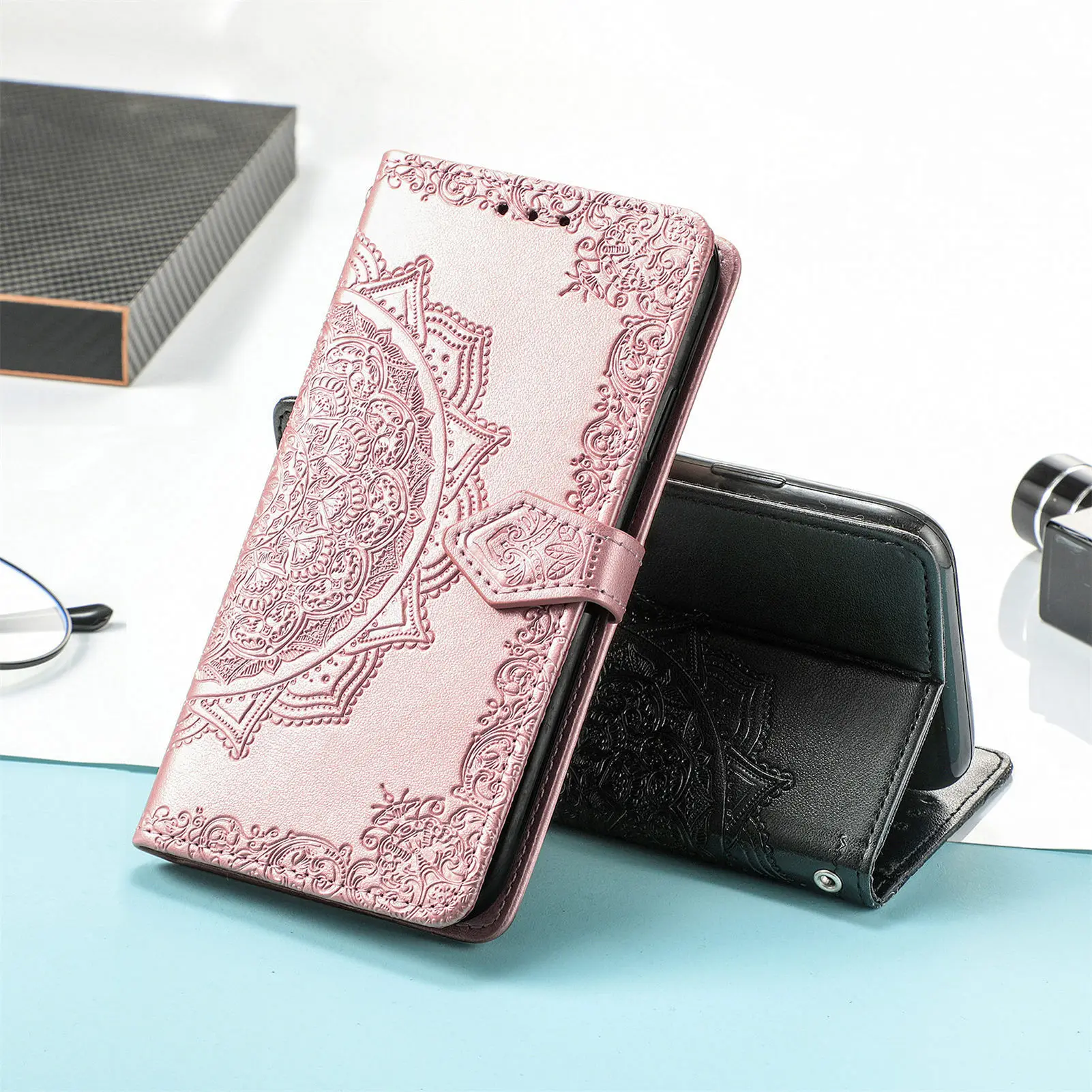 

Magnetic Leather Flip Phone Case For Samsung A72 A52 A42 A81 A91 A71 A54 A53 A32 A33 A32Stand Card Solt Embossed Wallet Cover