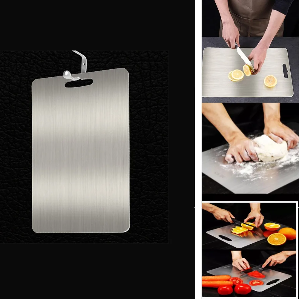 

304 Stainless-Steel Chopping Blocks Kitchen Rectangular Board Multifunctional Double Sided Fruit Vegetable Meat Cutting Board