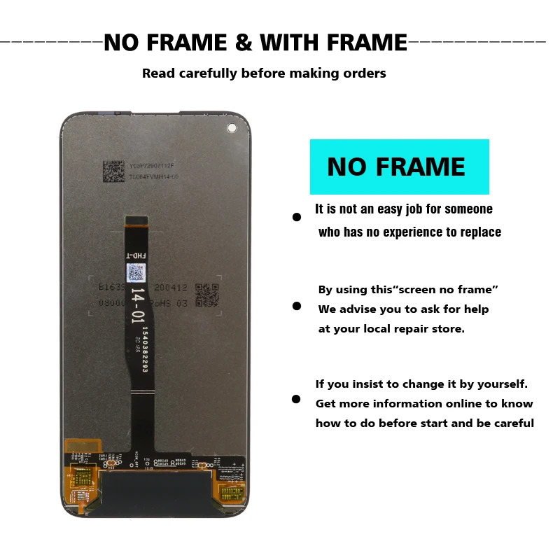 

6.4'' Original Display Replacement with frame for Huawei P40 Lite LCD Touch Screen Digitizer Assembly for Nova 6 SE LCD Screen