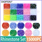 Стразы из кристаллической смолы для ногтей 15000 шт.коркор. 345 мм, набор Стразы с алмазным желе AB, 15 ячеек, украшения с плоской задней стороной для дизайна ногтей