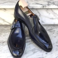 monk shoes men shoes pu solid color fashion business casual party daily classic stitching single buckle retro dress shoes cp105