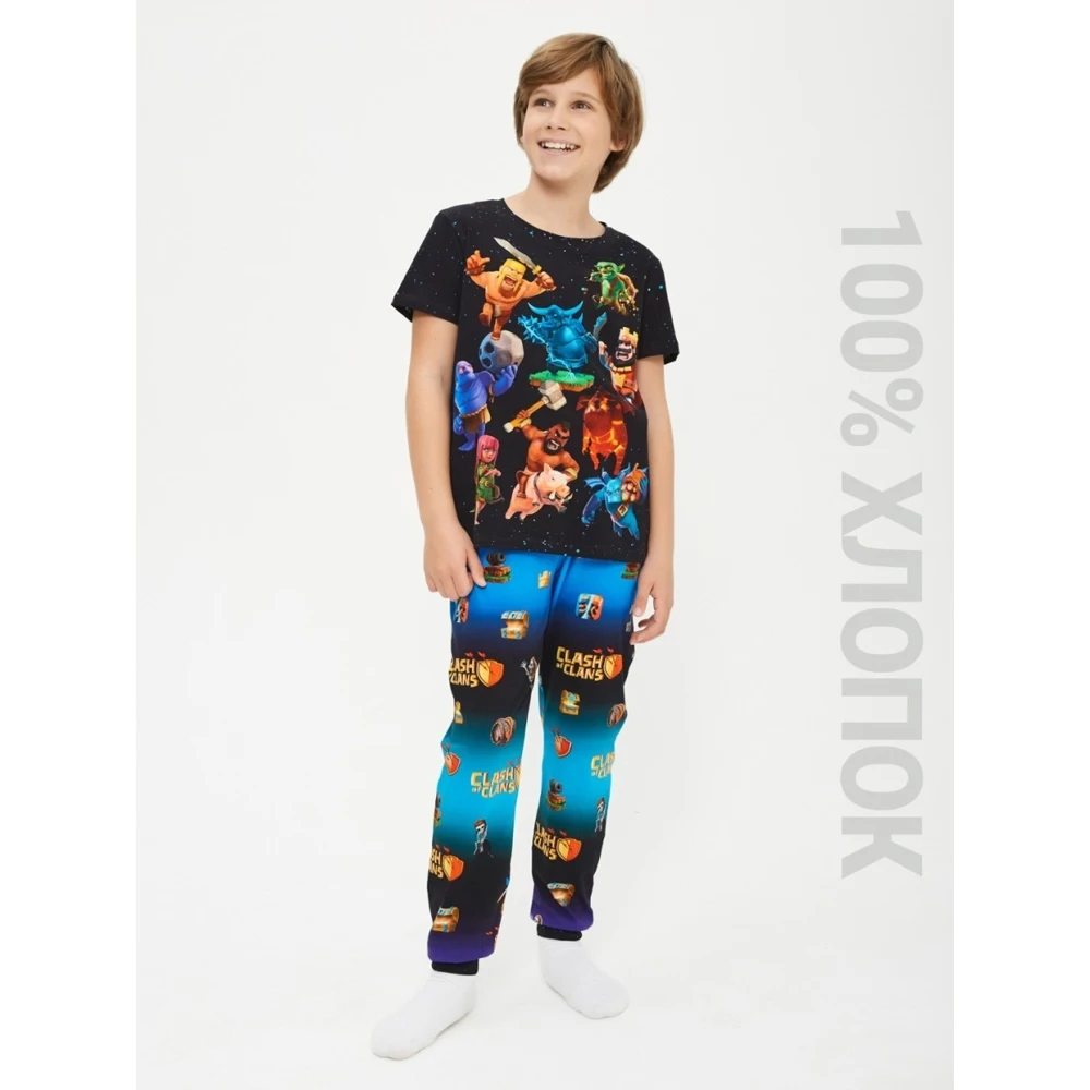 Пижамный комплект для мальчика FortyFour KPJ034 черный 100% хлопок | Детская одежда и обувь