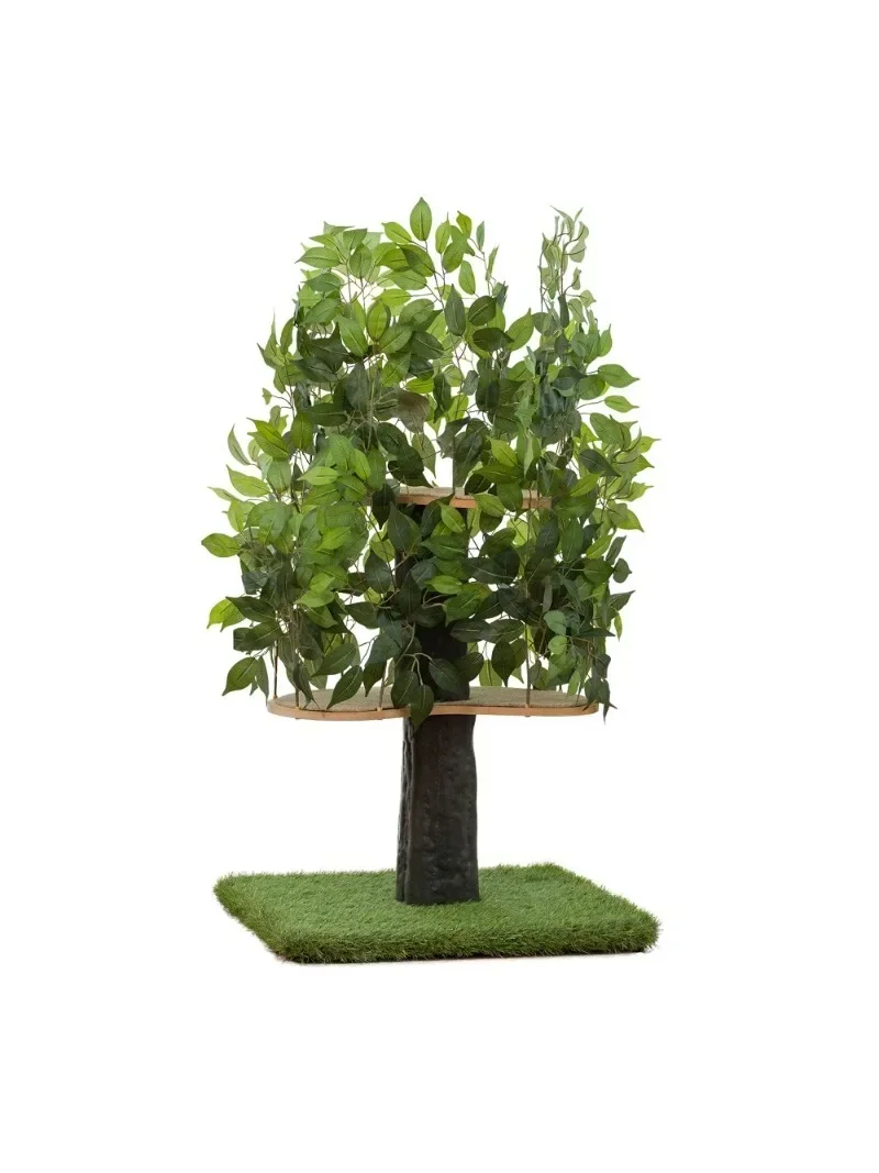 

4-футовое взаимозаменяемое дерево для кошачьей активности, крытая башня для кошек, удобное кошачье Кондо с когтеточками, квадратная основа (Evergreen)