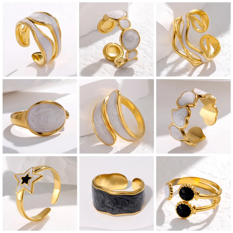 Женские двойные кольца в стиле ретро, золотистые открытые кольца из нержавеющей стали с подвеской в виде идола, роскошные модные ювелирные украшения, 2023