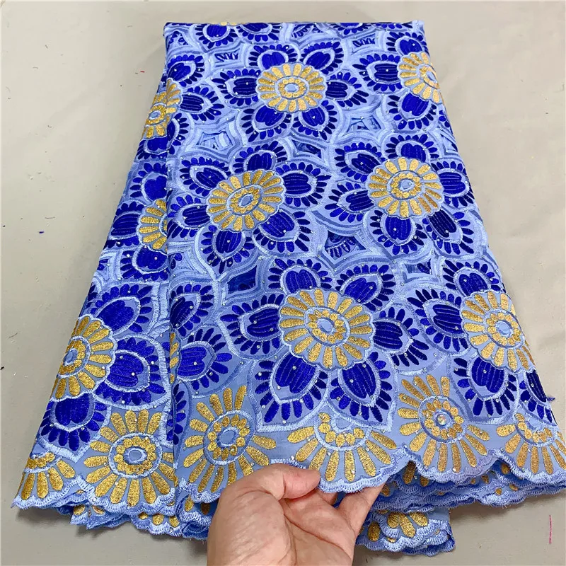 

Швейцарская Ткань 5 ярдов, новинка 2022, тяжелая вышивка бисером, африканская вуаль из 100% хлопка, кружево, популярный Дубайский стиль для сваде...