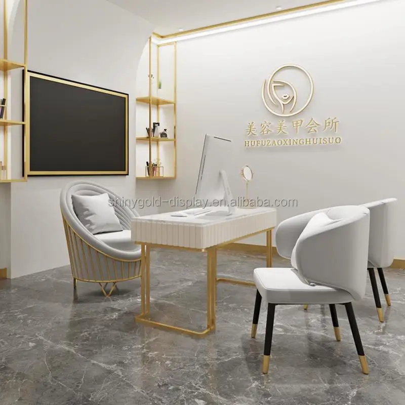 Nowoczesny Design Luksusowe marmurowe stoły do paznokci Salon Pedicure Pakiet mebli Manicure Stół barowy Zestaw krzeseł