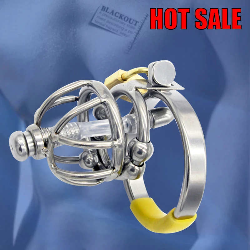 

316 Stainless Steel Male Metal Chastity Device Cock Cage Penis Ring Catheter Virginity Lock Adult Sex Toys