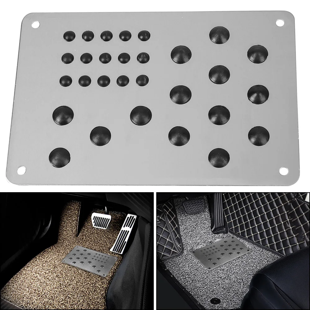 Anti-skid Pad Foot Heel Scuff Plate Car Floor Mat Non-slip Carpet Patch Auto Alloy Plate Universal Interior Accessories