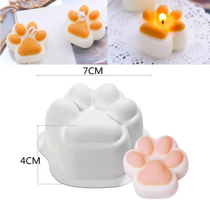 

3D Bear Cat Paw candle mold Scented Silicone Mould DIY Handmade Candle Material Cake Soap Resin Mold Candle Making Supplie