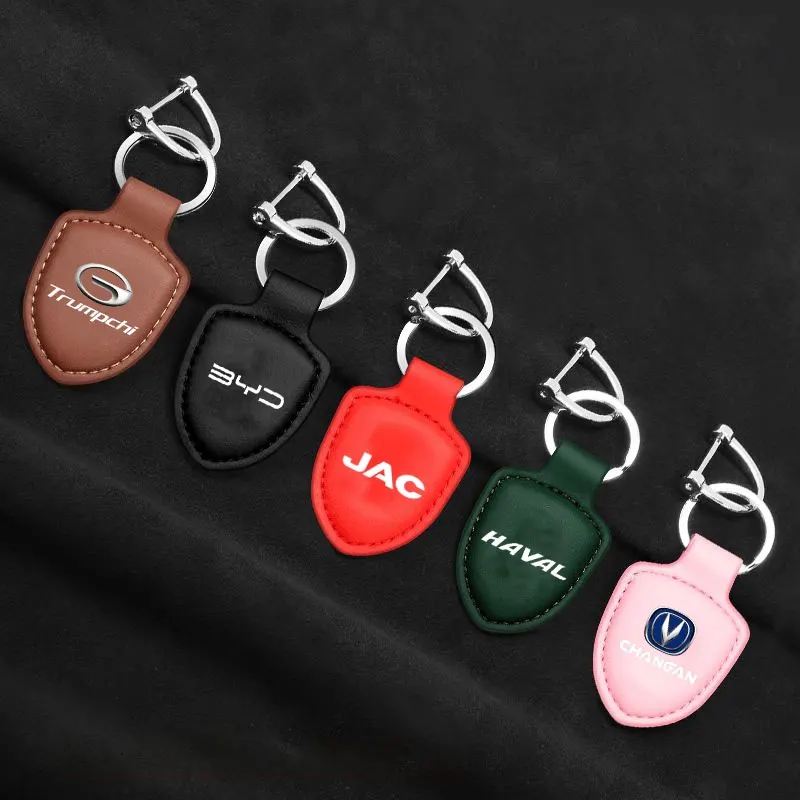 

Car Anti lost Keychain Gift shield shape pu leather light Thin small volume Lanyard For tesla model 3 X S Y Accessories