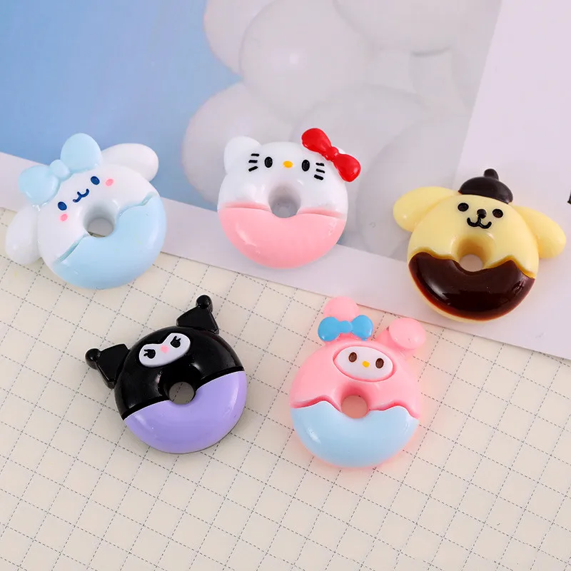 

10pcs Cute Animals Donuts Resin Charms Cabochon DIY Findings 30mm Colorful Kawaill Flatback Cabochons Phone Case Jewelry Making