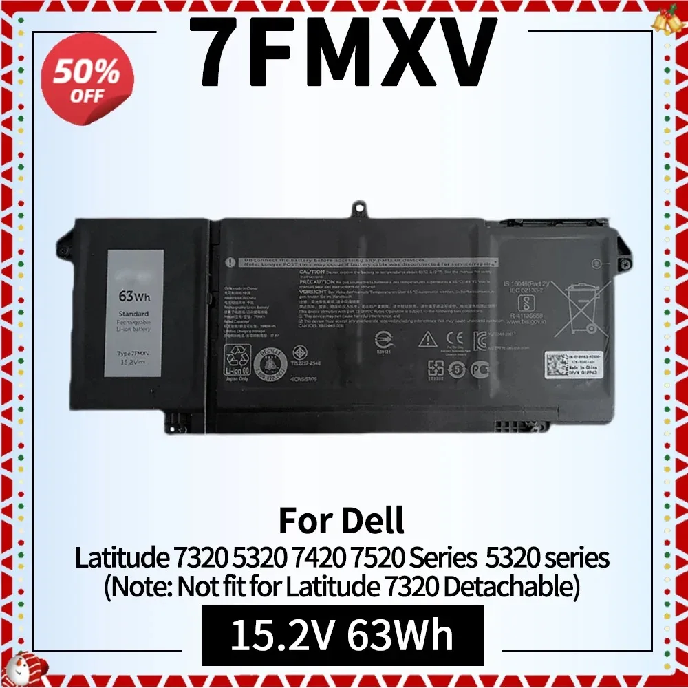 Замена 4-элементной батареи 6 Втч 7FMXV для Dell Latitude 7420 7520 5320 7320 2-в-1/7320 2-в-1/7420 серии 2-в-1