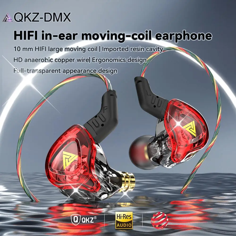 QKZ AK6 DMX EDX Earphones 1DD Dynamic HIFI Bass Earbuds In Ear Monitor Headphones Monitor Sport Noise Cancelling Headset ZST ZSX