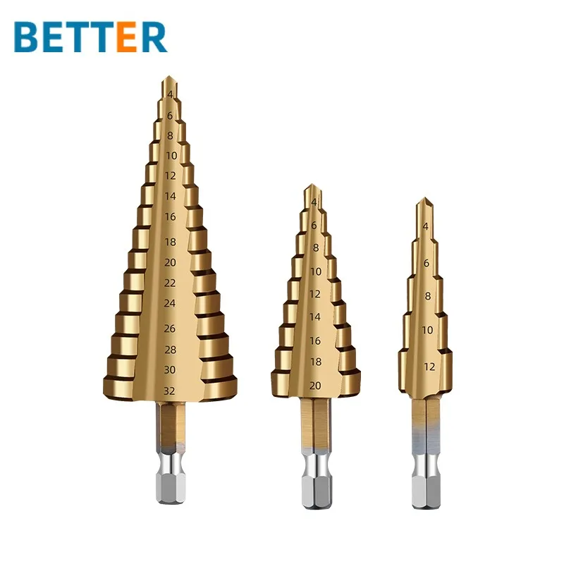 HSS прямая рифленая ступенчатая дрель-пагода 3 шт. 5 6 тканевая сумка набор
