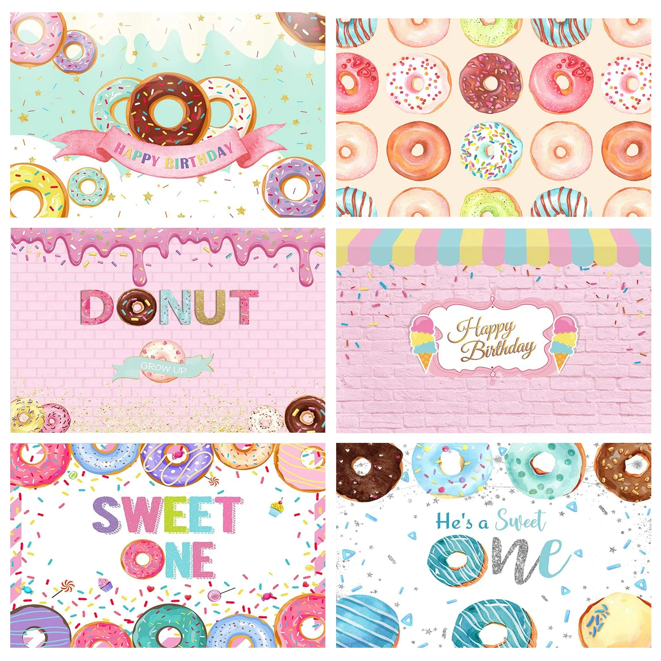 

Sweet One Donut Ice Cream The Scoop Backdrop Oh Baby Baby Shower First Birthday Party for Girls 1st 2nd 3rd 4th Table Banner