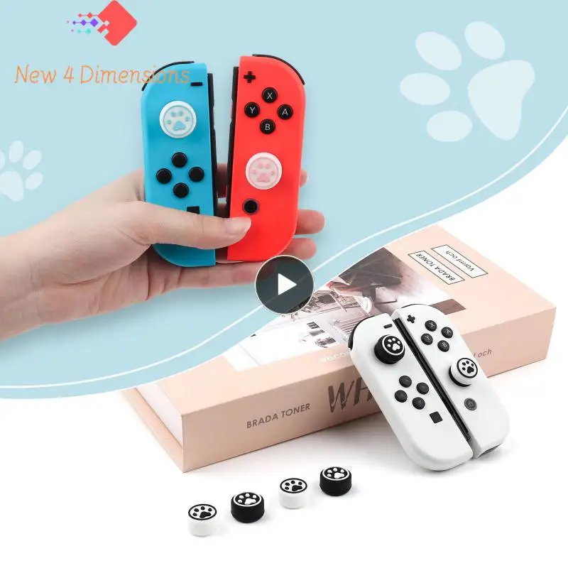 

6 Pieces Silicone Rocker Arm Cover Top Hat Handle Button Cover Cats Paw With High Hat Joystick Rocker Cover For Switch/site/oled