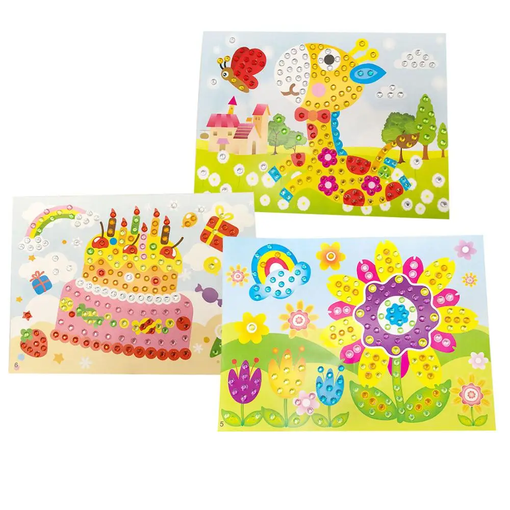 

Besegad 3 набора Детский рисунок DIY Gif Стразы картина Наклейка Мозаика головоломки игрушки художественное ремесло обучающая игрушка случайный ...