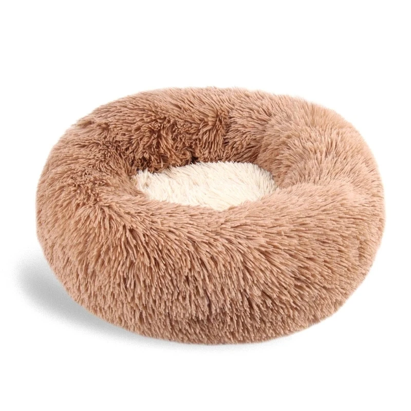 

Plush Dog Bed Pet Furry Cushion Multiple Size Round Beds for Indoor Cats