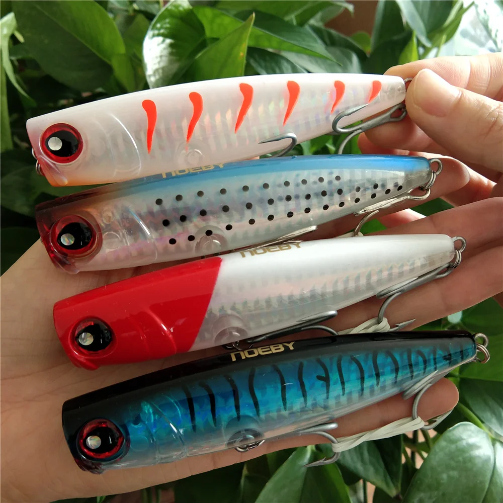 

Noeby 4pcs 105mm 24g Popper Fishing Lure Wobbler Topwater Artificial Hard Bait Floating for Sea Tuna Bass Fishing Tackle