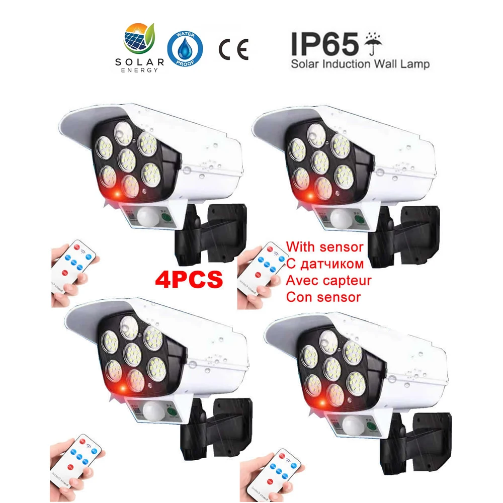 

remote solar fake monitor dummy camera Garden Light Outdoor Waterproof Flood Light Wireless Powered Motion Sensor Light Wide Ang