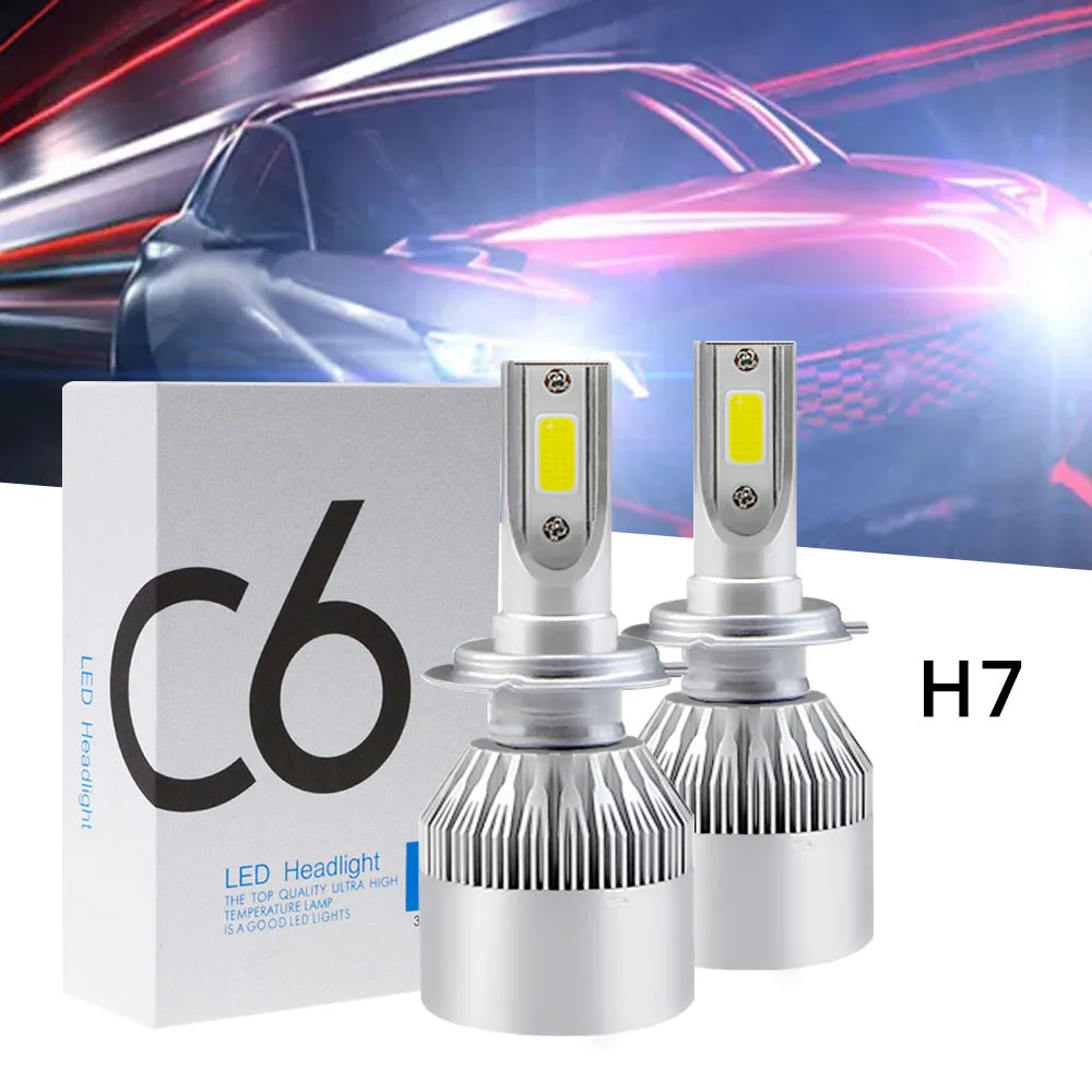 

2 шт., Автомобильные светодиодные лампы C6 H7 72 Вт 7600 лм