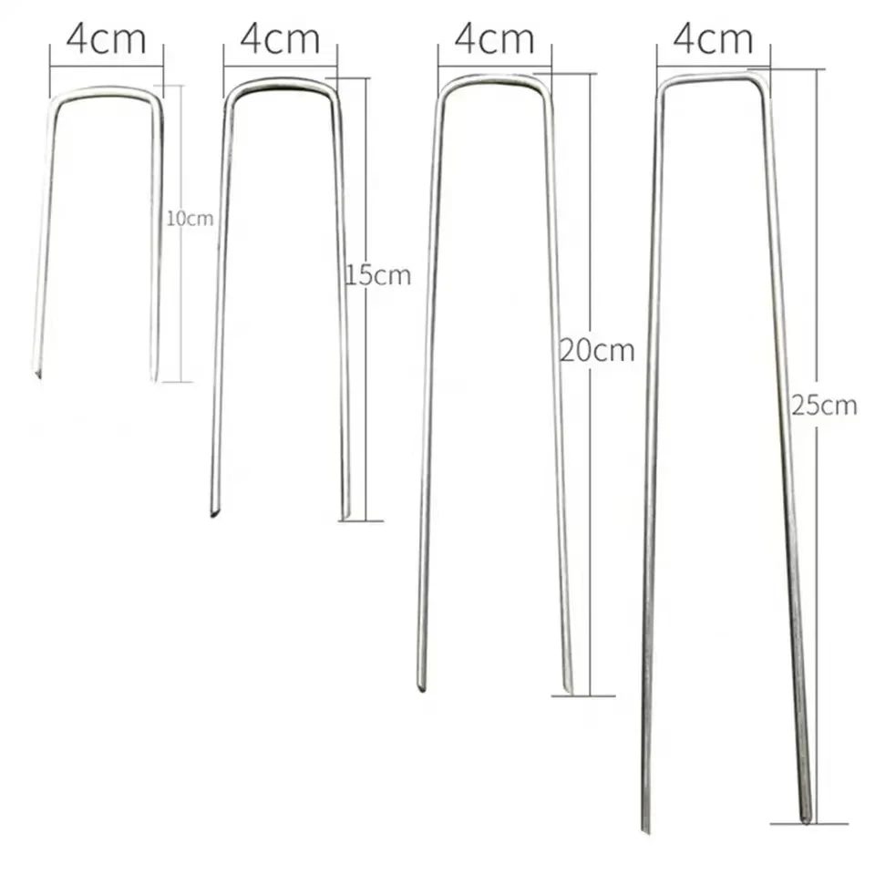 

10Pc specification Heavy duty U-shaped garden pile pin galvanized landscape nail anchoring landscape fabric irrigation pipe