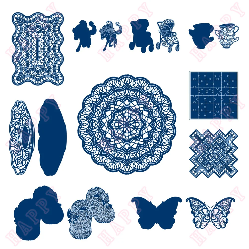 

Metal Craft Cutting Dies Circle Rectangle Butterflies Jigsaw Various Scrapbook Bookmark Envelope Paper Craft Embossing Handmade