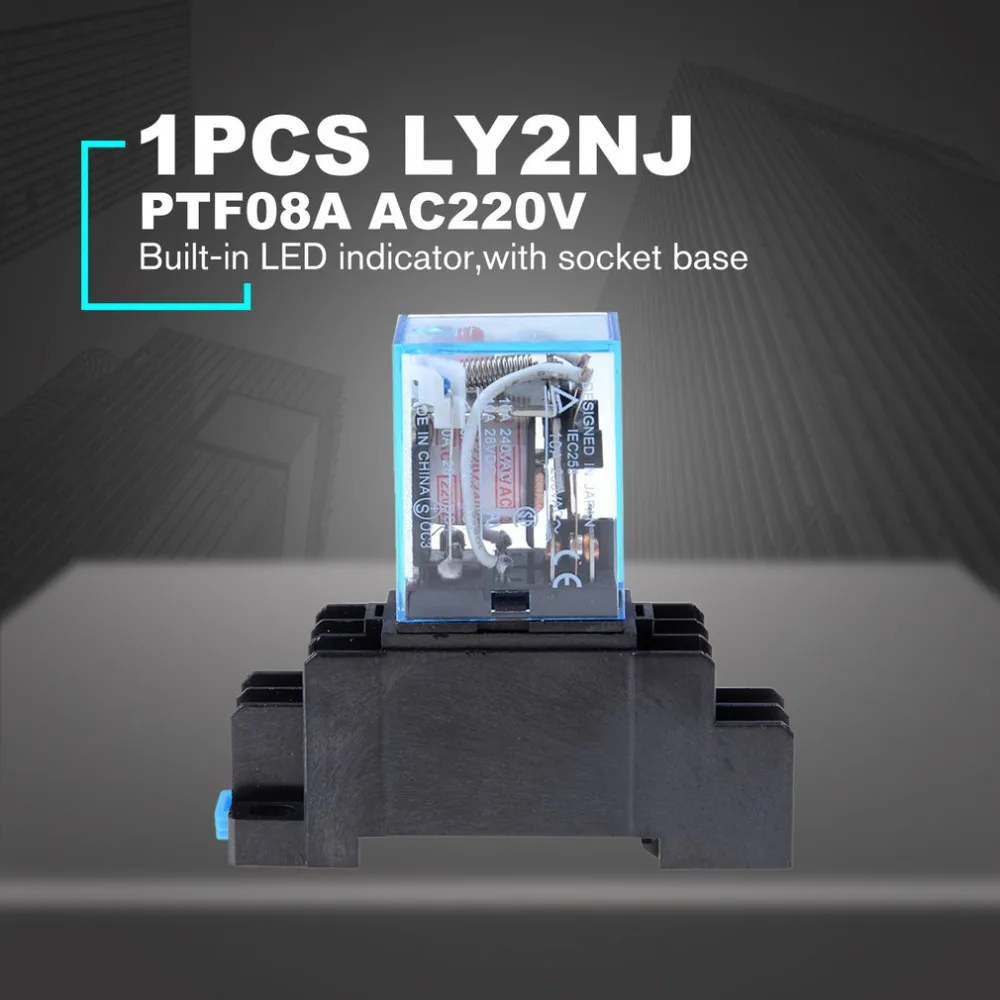 

AC 220V Coil Power Relay LY2NJ DPDT 8 Pin PTF08A JQX-13F With Socket Base Electronic Micro Mini Electromagnetic Module Switch