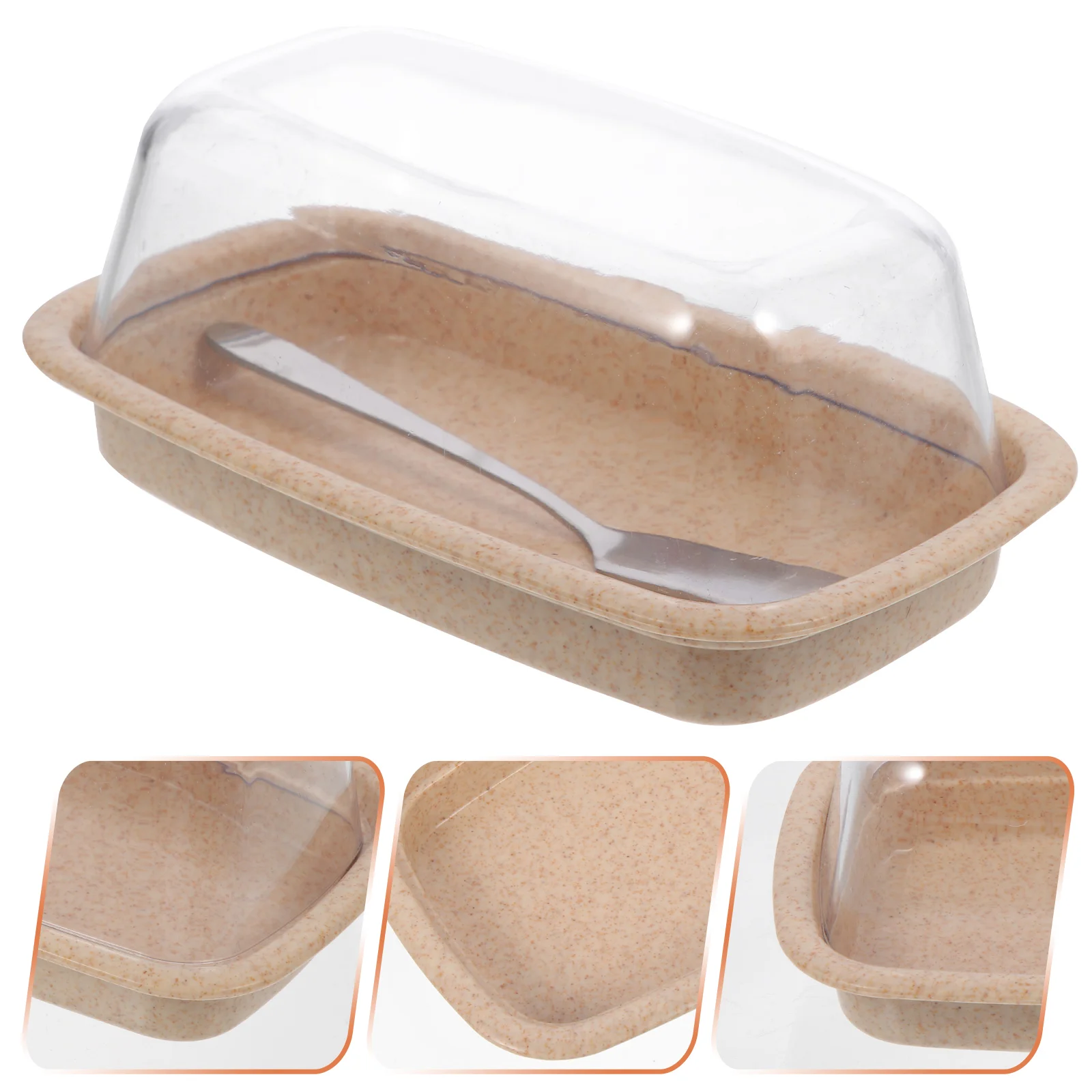 

Butter Crisper Storage Container Food Plate Plastic Clear Dish Tray Arc Bread Dessert Holder Preservation Box