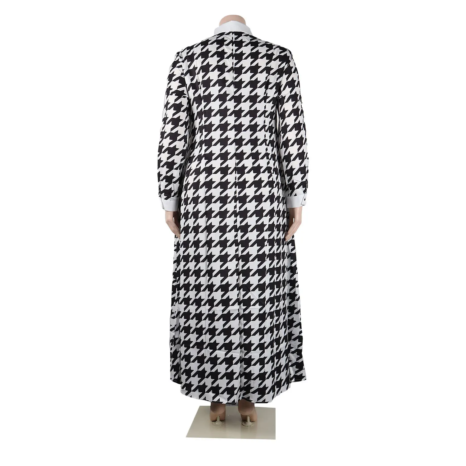 Plus Size Dresses Plus Size Outwear Sexy Printed Long Sleeve DressTurn-down Collar Single Breasted Long Sleeve Dresses for Women
