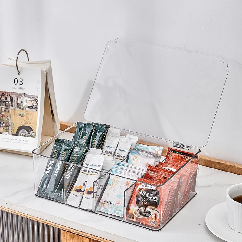 Прозрачная коробка для хранения органайзер чайных пакетиков с крышкой ящик